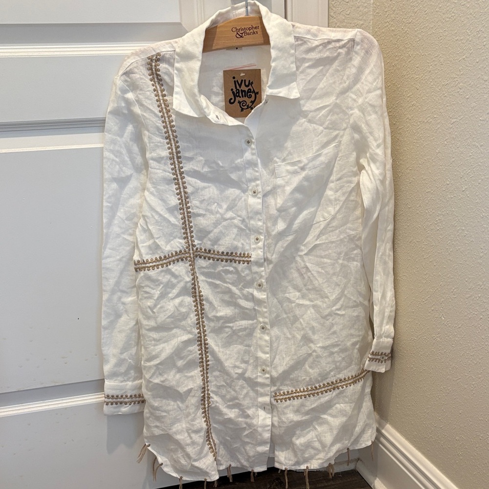 Ivy Jane White Tunic with Brown Accents
